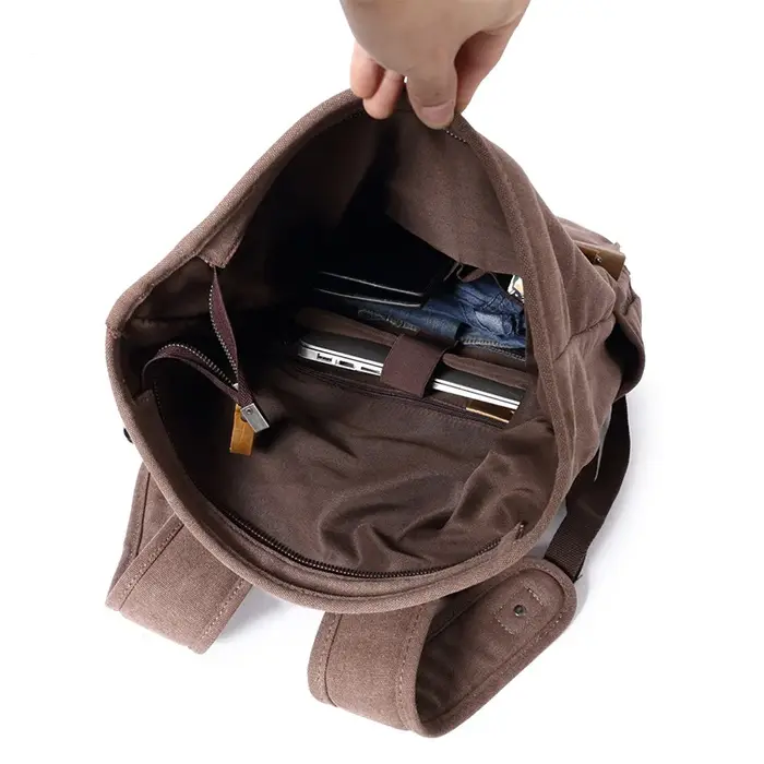 Sac à dos en toile de style vintage pour hommes et femmes avec bretelles réglables et compartiments spacieux