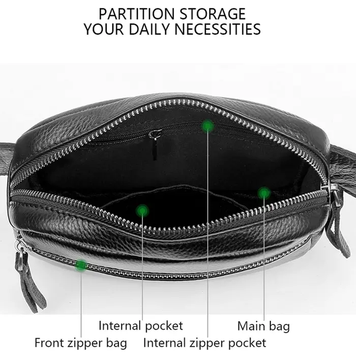Sac banane en cuir véritable pour hommes et femmes