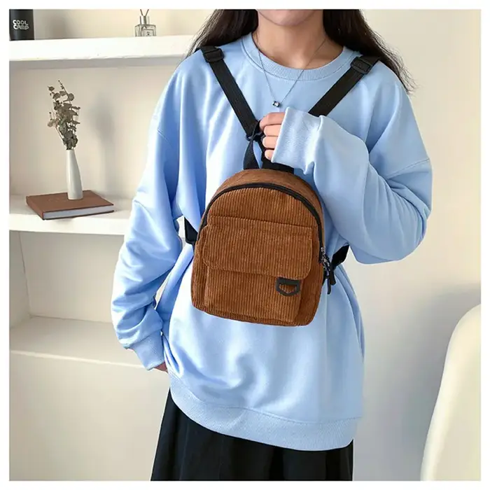 Mini sac à dos en velours côtelé pour femmes