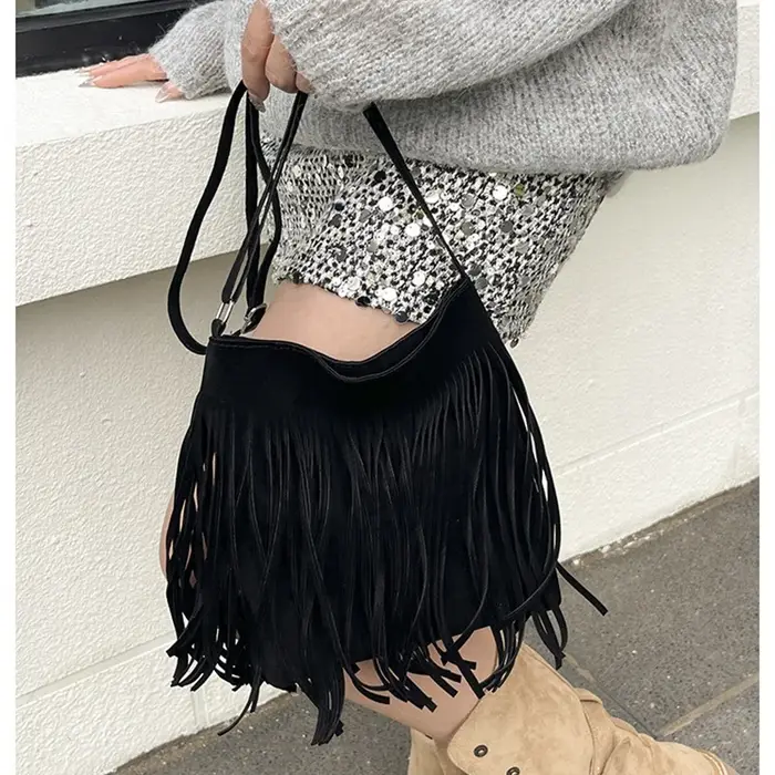 Nouveau sac bandoulière style bohème à franges