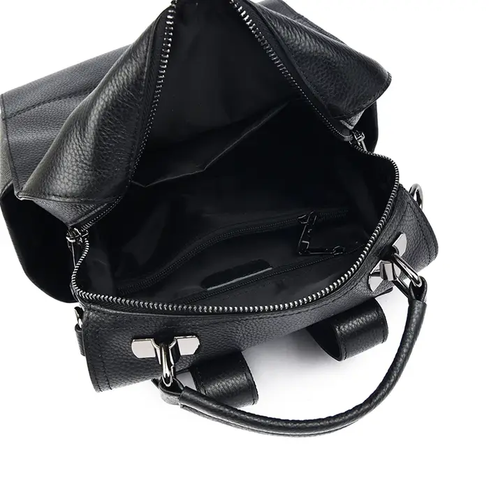 Sac à dos pour femme en cuir véritable grain litchi, fermeture éclair de haute qualité, design simple et élégant, multifonctionnel, sac à dos à poignée supérieure