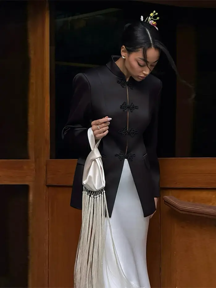 Mini sac à main en satin à franges pour femme