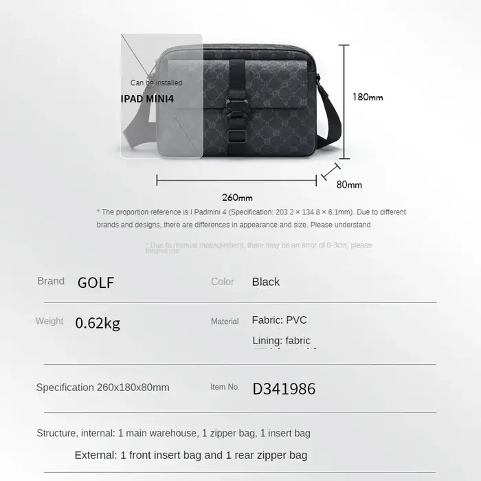Sac à bandoulière GOLF pour hommes, sac de grande capacité initié par ChimBrand, sac à dos de sport,