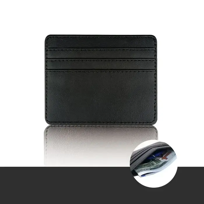 Portefeuille ultra fin pour homme et femme, mini porte-cartes de crédit, simple, noir, petite pièce 