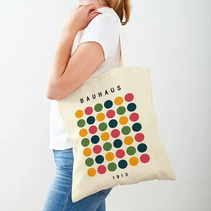 Bauhaus minimaliste femmes sacs à provisions Double impression décontracté toile sac à bandoulière pour enfant abstrait couleur bloc Shopper sac
