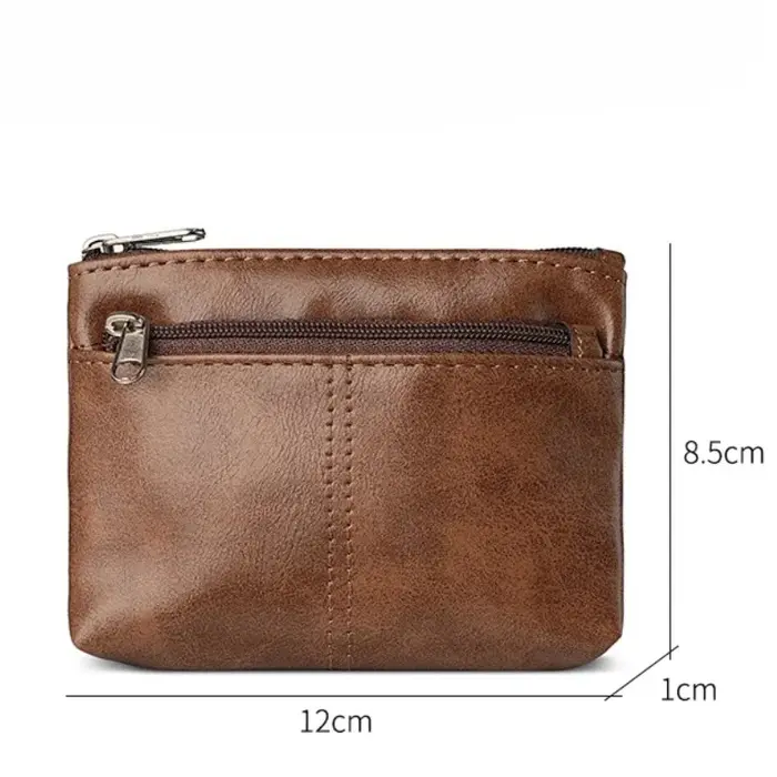 Porte-monnaie en cuir Mini portefeuille pour femmes hommes fermeture éclair sac d'argent porte-clés petit