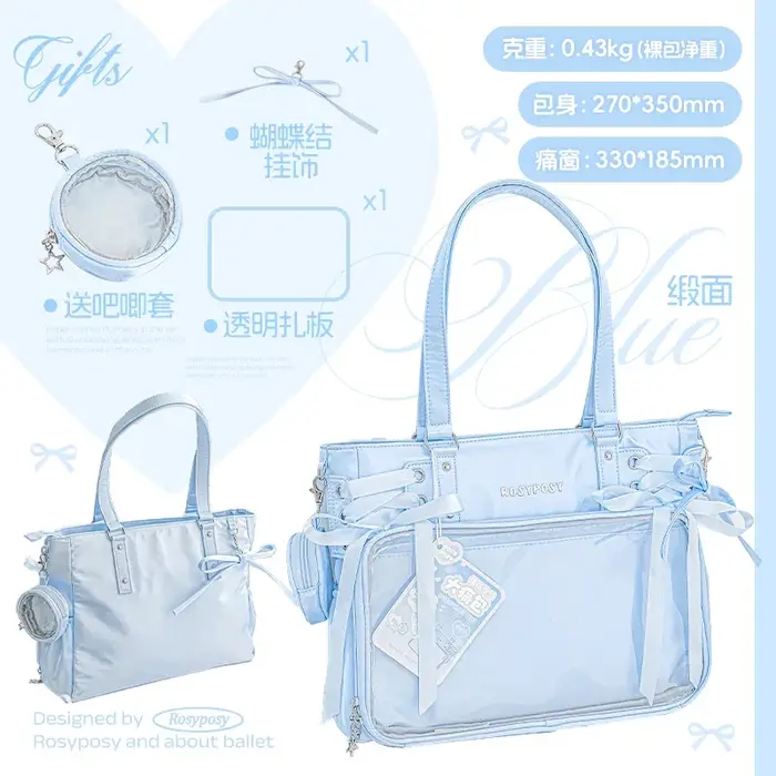 Bandage Bow Ita Sac haute capacité sous les bras Sac Femme douce fille Transparent Bolsos Mujer sacs à bandoulière