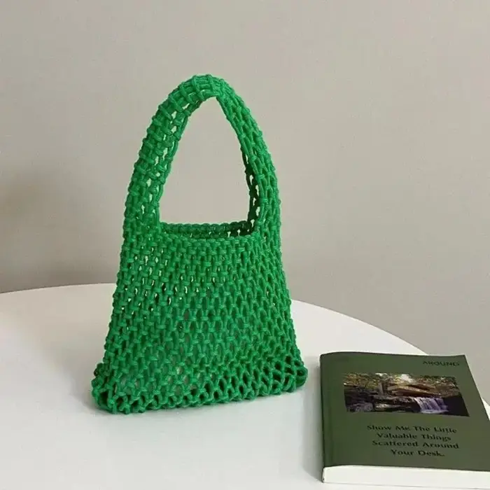 Sac à main tricoté, pochette à bandoulière tissée à la main ajourée