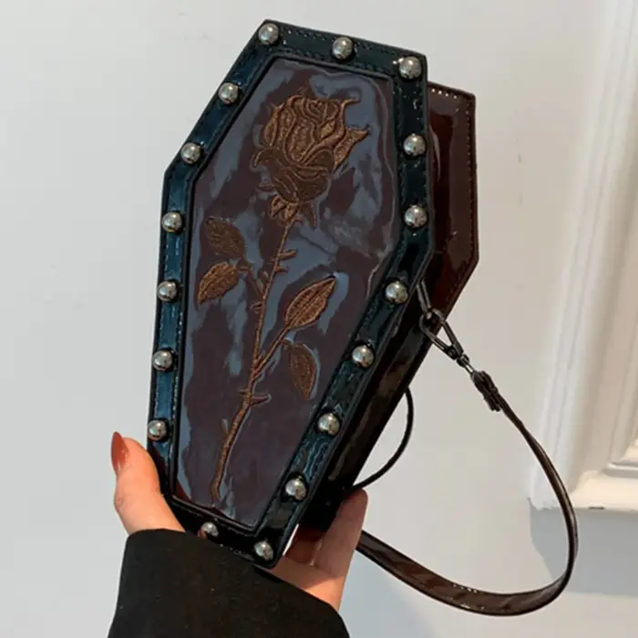 Femmes cercueil sacoche sac à main dessin animé gothique sac à bandoulière pour femmes cercueil sac