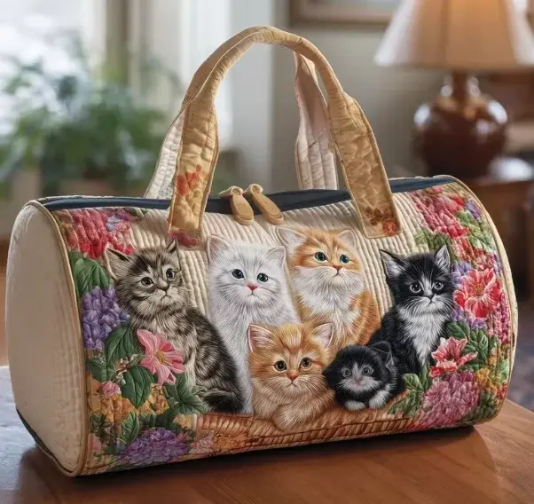 Sac de voyage imprimé en 3D à motif de chat