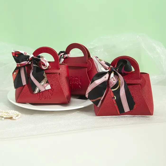 Mini sacs cadeaux de pâques en cuir avec ruban à nœud