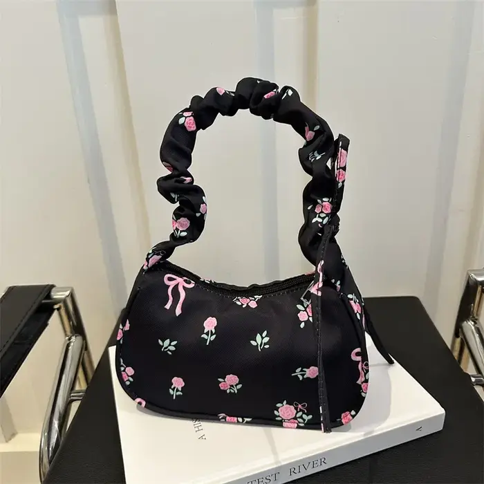 Sacs à main plissés à imprimé floral pour femmes, beaux sacs initiés, sac sous les bras pour dames,