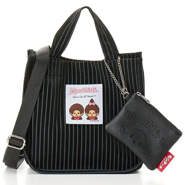 Nouveau sac à main Monchhichi à rayures grande capacité, sac à bandoulière décontracté polyvalent, e