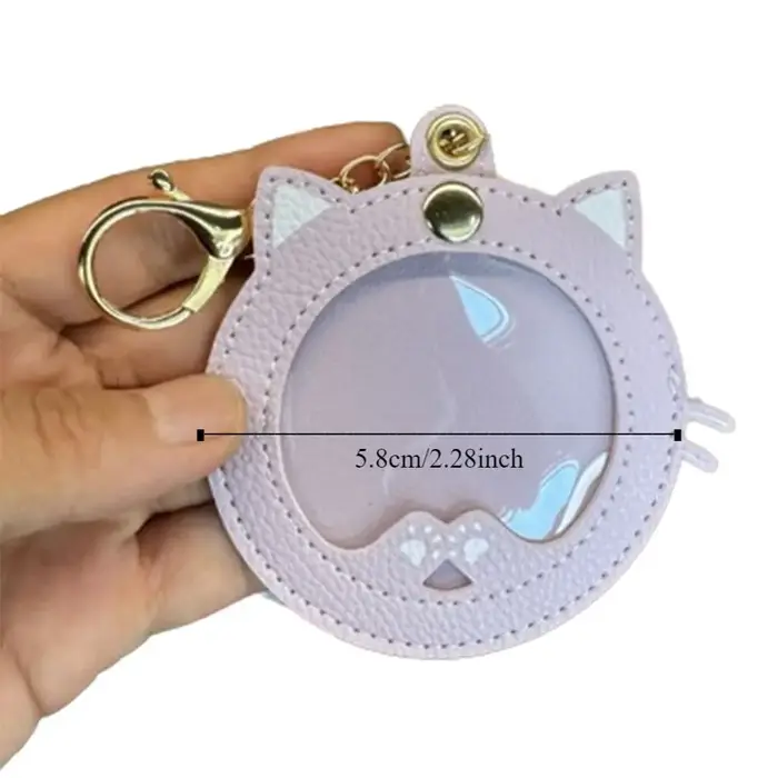 Mini pochette de présentation pour badges, en forme de chat, avec fenêtre transparente, protège-badge, porte-clés créatif de dessin animé, pendentif, accessoires de sac