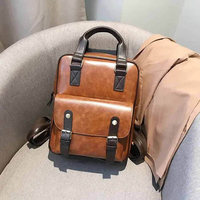 Sacs à dos antivol pour femmes, sacs d'école marron pour adolescentes, sac à dos en cuir pour ordina