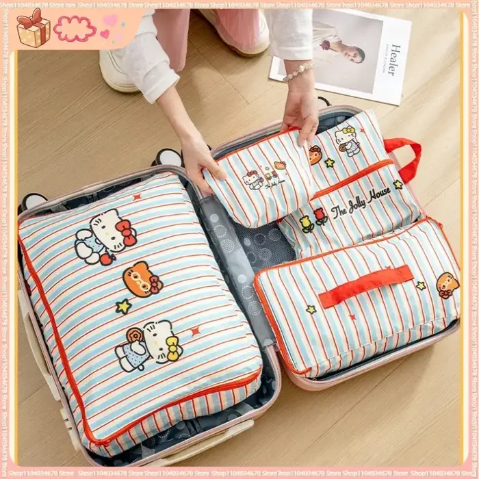 Nouveaux sacs de rangement de voyage rayés Kt 2026, organisateurs de valise étanches pour vêtements, sous-vêtements, chaussures, cadeau