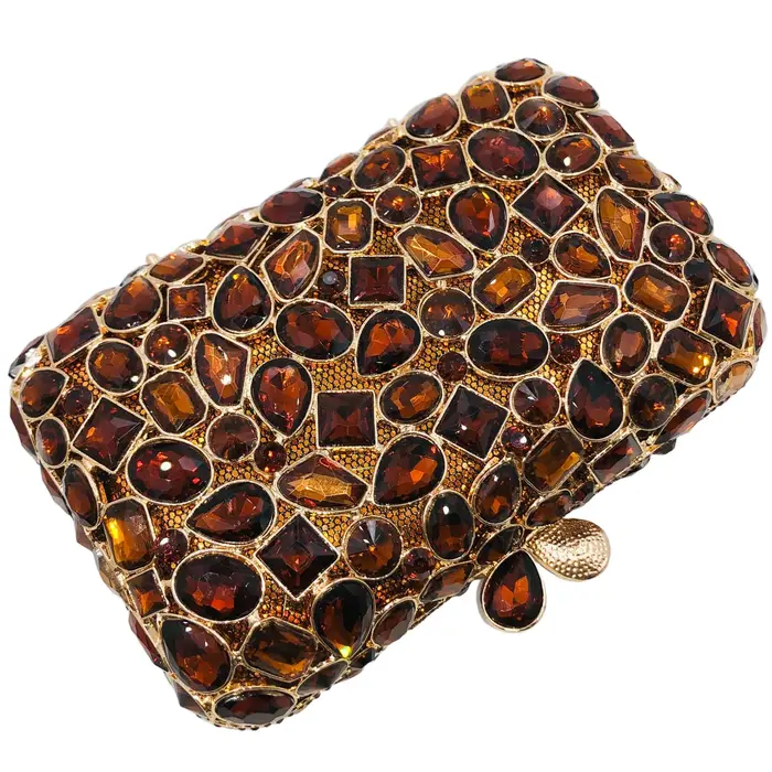 Boutique De FGG marron sacs De soirée et pochettes pour femmes pochette formelle fête De mariage strass