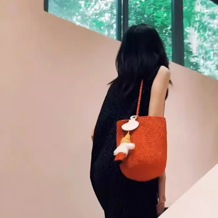 Nouveau sac seau grande capacité tressé à la main