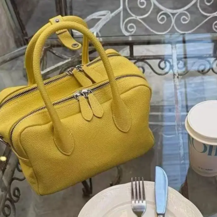 Sac Bowling Jaune Texture Litchi Printemps-Été 2026