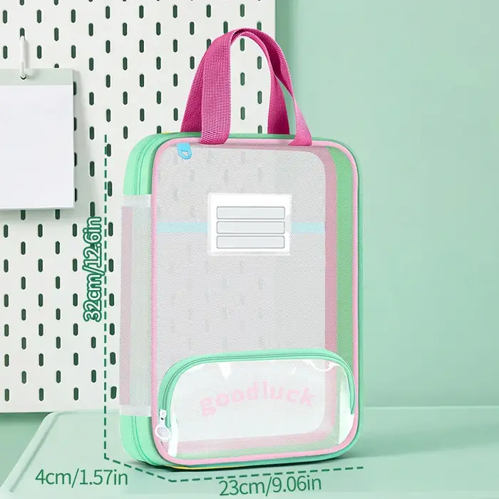 Sac fourre-tout vertical transparent grande capacité, sac de rangement zippé pour livres d'examen