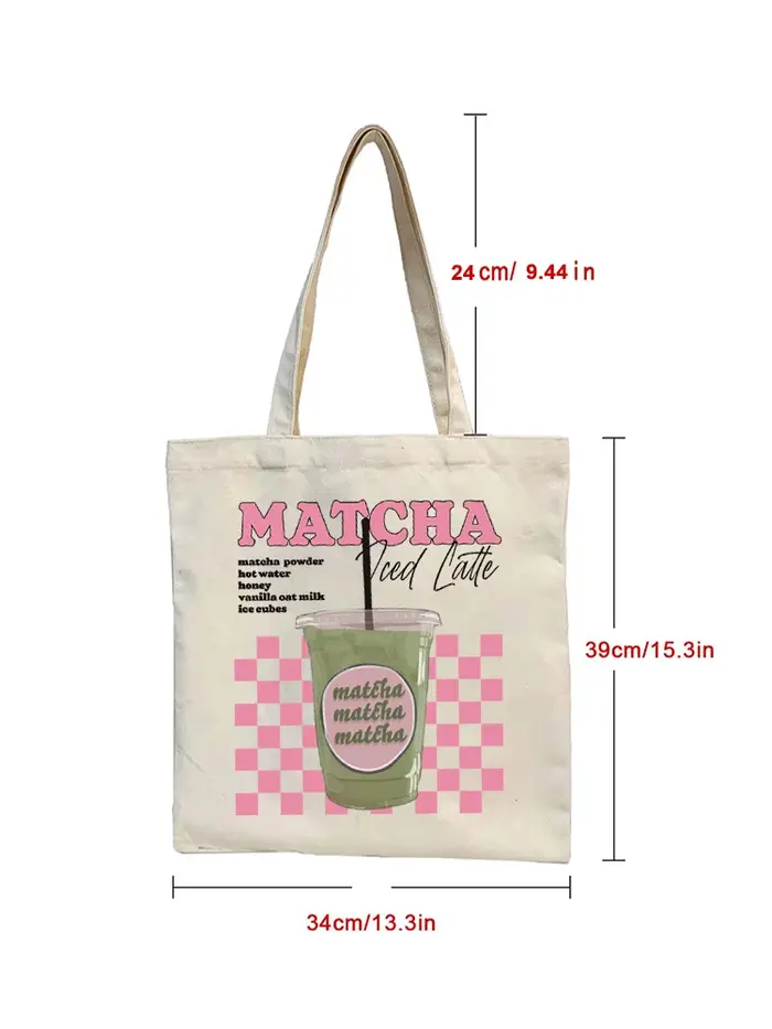 Sac fourre-tout en toile à motif Matcha Latte