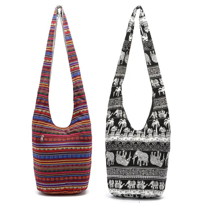 Sac à main bohémien en coton et lin pour femmes