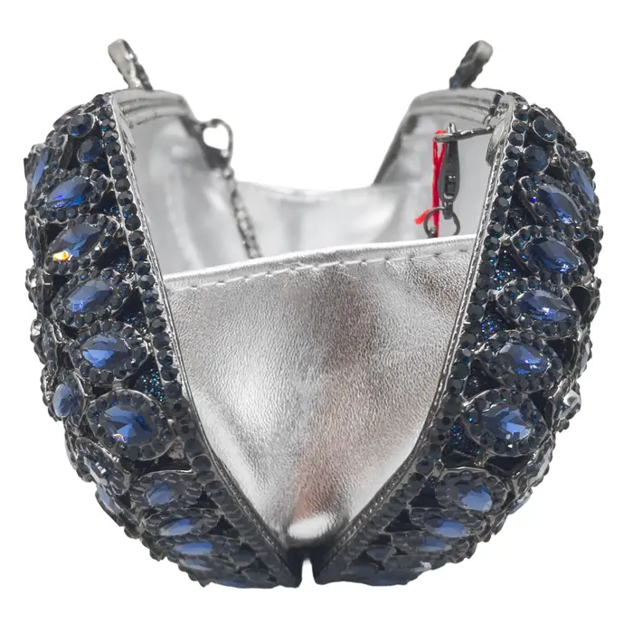 Boutique de FGG Sacs à main de soirée en cristal bleu marine