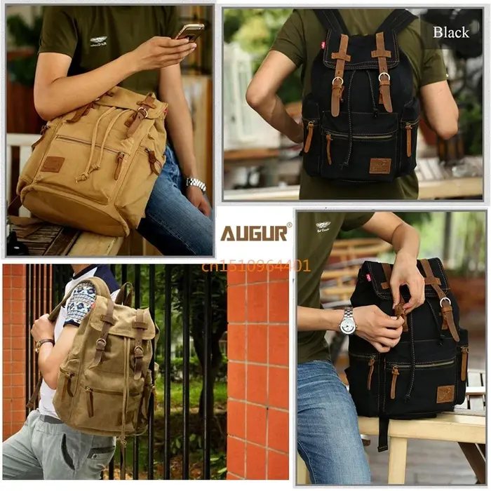 Sac d'école en toile vintage SR pour hommes