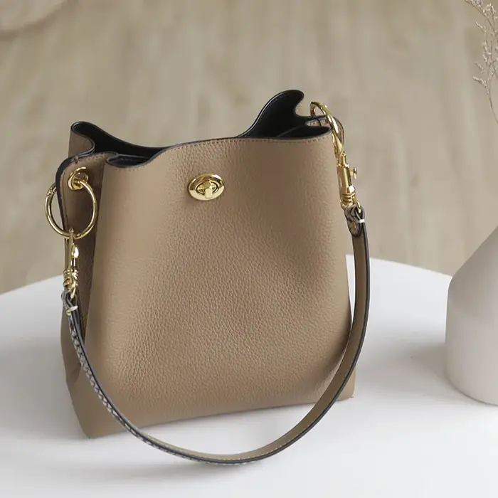 Nouveau 2026 élégant exquis seau fourre-tout en cuir de vache véritable femmes sac à main 2 poches principales