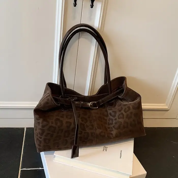 Sacs à bandoulière en cuir PU imprimé léopard pour femmes 2026 – Sac fourre-tout de luxe tendance de marque de créateur