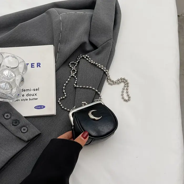 Mini sacs à bandoulière en cuir argenté pour femmes, sac à main Y2K, sac à rouge à lèvres, sacs à ma