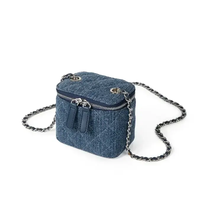 Mini sacs à bandoulière en Denim pour femmes, sac à bandoulière avec chaînes Lingge, boîte de marque