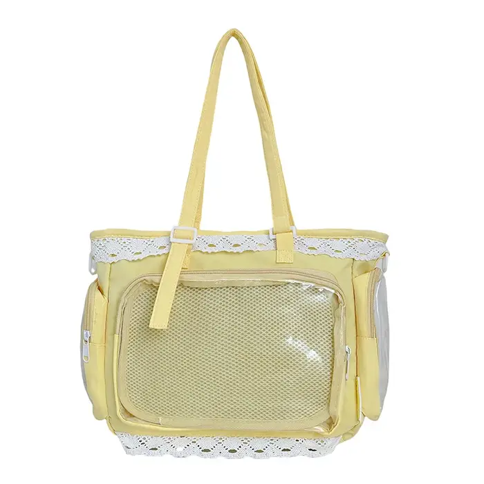Sac à bandoulière transparent Y2K mignon DIY Ita Bag Lolita pour femme, grande capacité, sac décontr