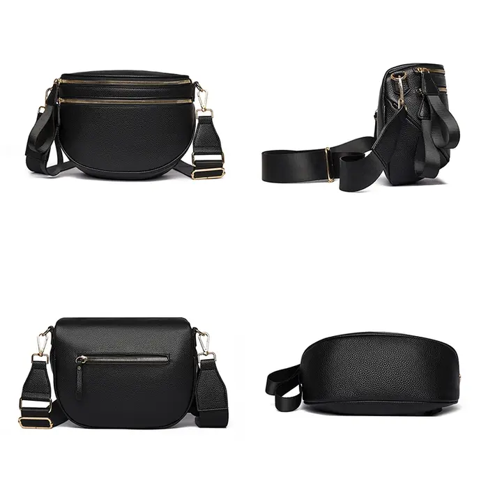 Sac pour femmes en cuir véritable nouveau 2025 Ele peau de vache souple décontracté mode Semi-circulaire large sangle d'épaule sacs à bandoulière Sac a Main
