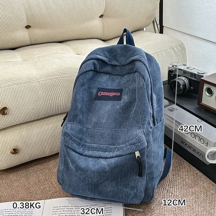 Nouveau Sac à Dos Vintage en Velours Côtelé Vert pour Garçons et Filles