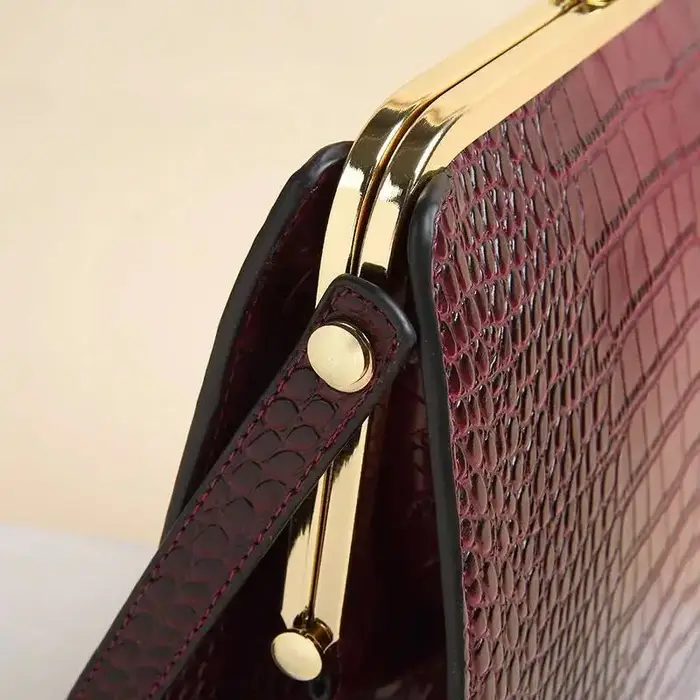Sac à main classique Vintage motif Crocodile bordeaux en cuir synthétique