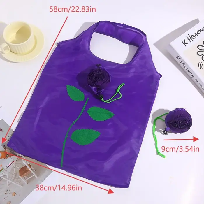 🧫 Sac de courses pliable à motif de fleurs roses