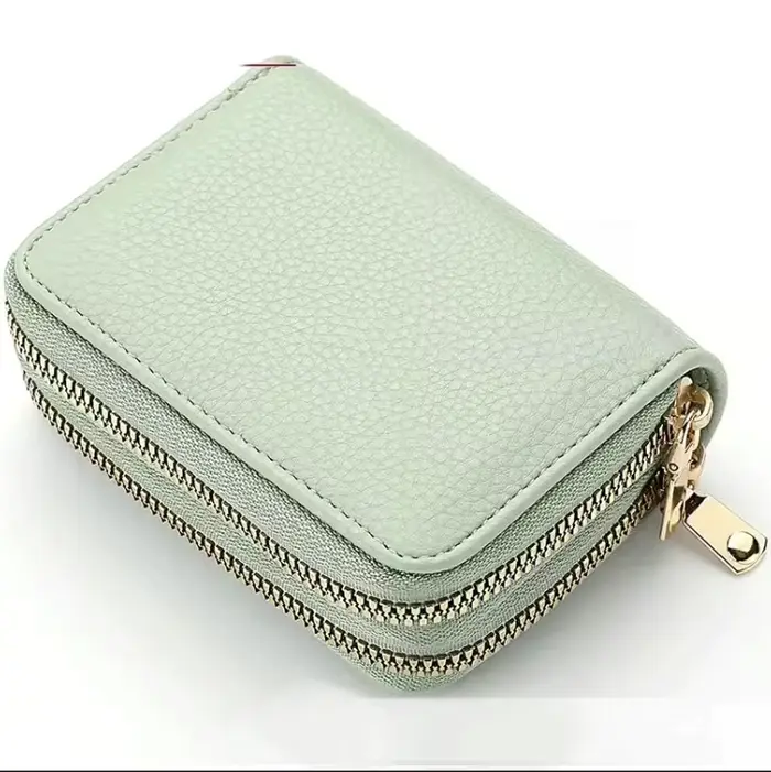 Femmes fermeture éclair Style court sac à main litchiPattern mode grande capacité Multi CaroSlot por