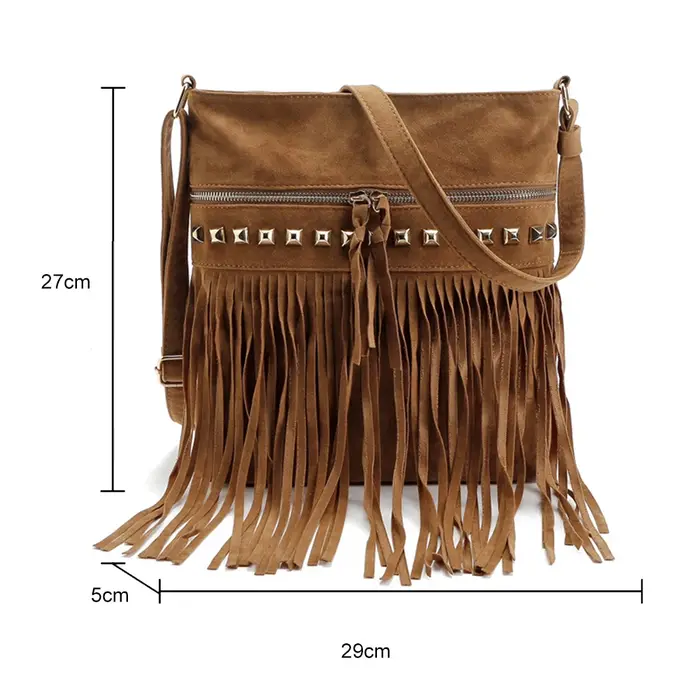 Sac messager design frange avec sangle réglable