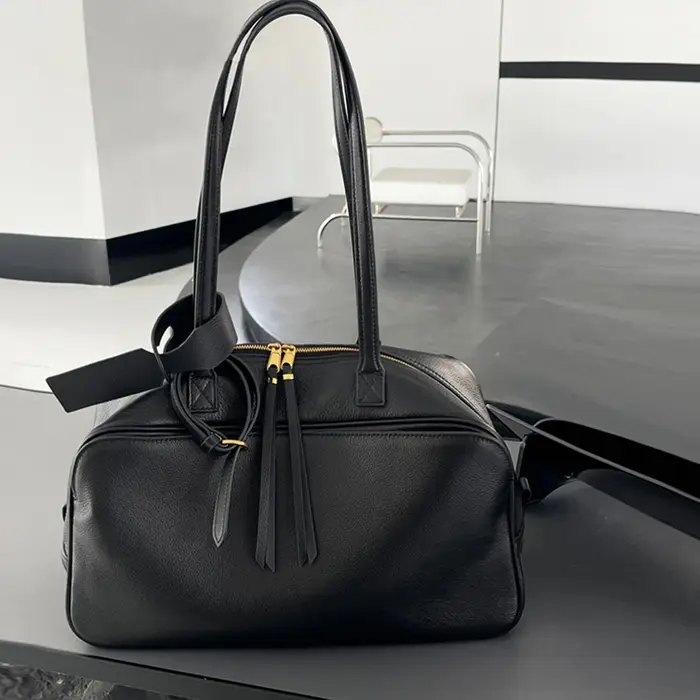 Sac d'oreiller en cuir véritable pour femmes, version haute, sac de bowling en cuir de vache à premi