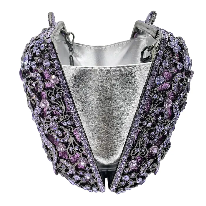 Boutique de FGG : Sacs à main de soirée lilas en strass pour femmes