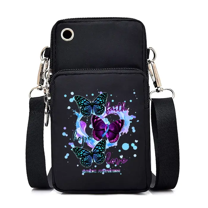 Femmes Mini sac de téléphone portable Vintage aquarelle papillon imprimé petits sacs à bandoulière f