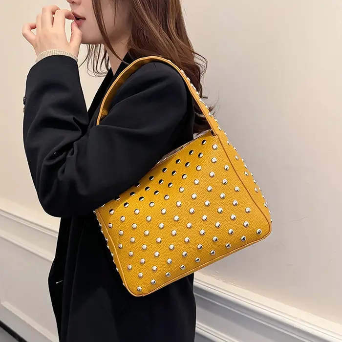 RiSALE-Sac à Main à Bandoulière de Style Punk Noir