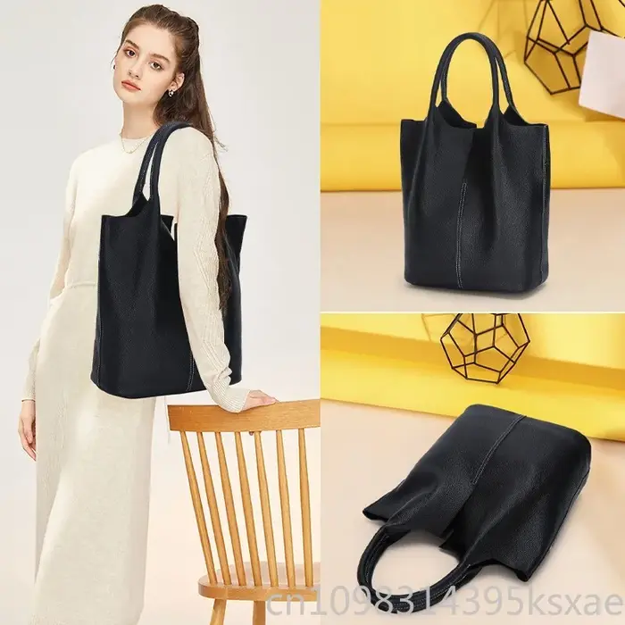 Sac à main en cuir véritable pour femme