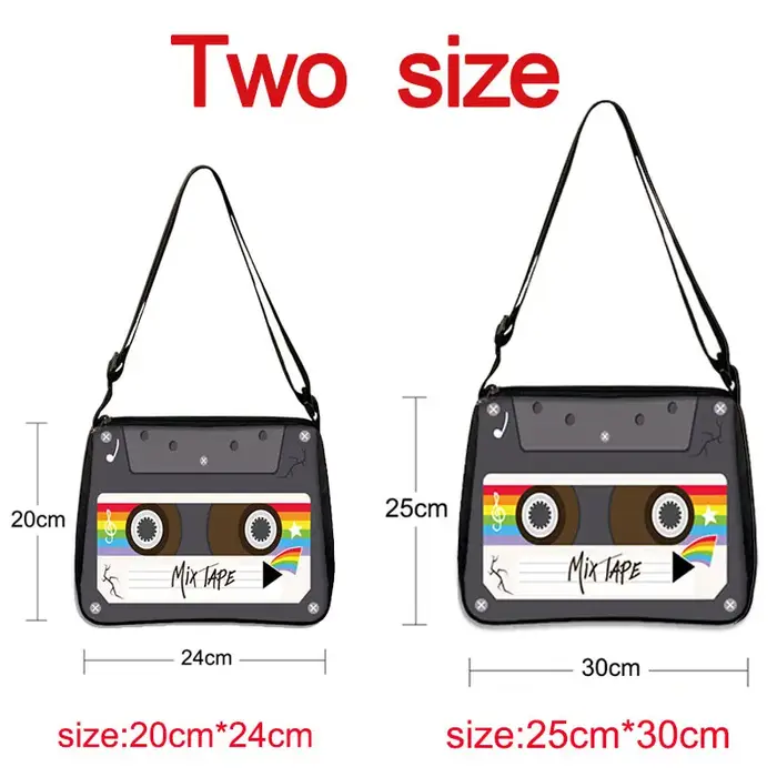 Sac à Main à Bandoulière avec Impression de Magnétophone