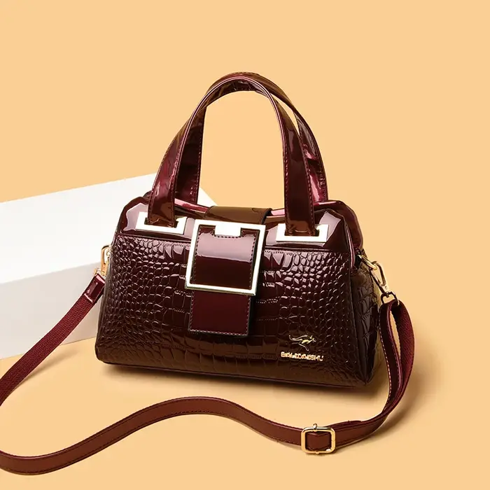 Sac à bandoulière en cuir motif crocodile pour femme