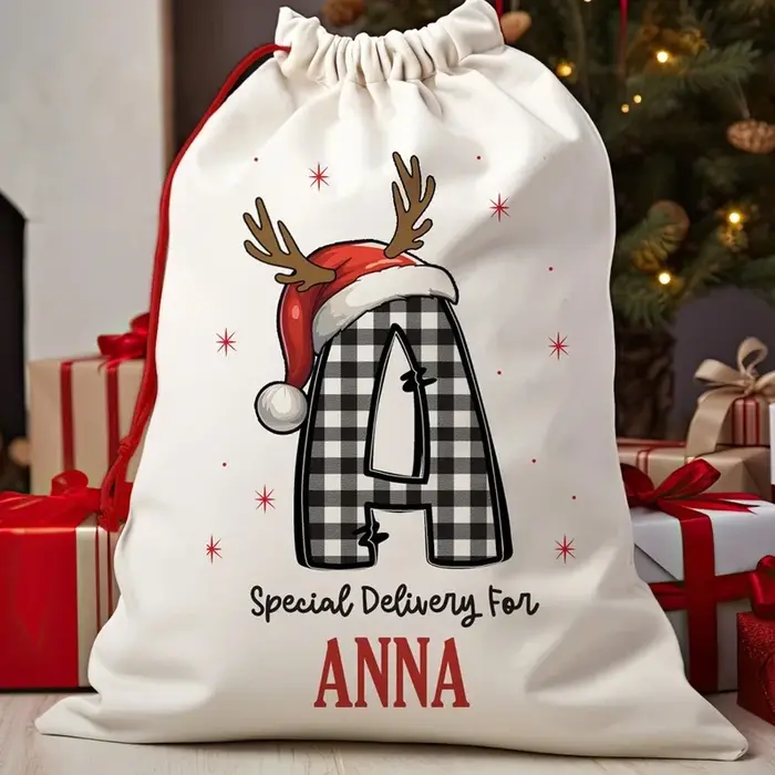 Sac cadeau personnalisé joyeux noël à cordon