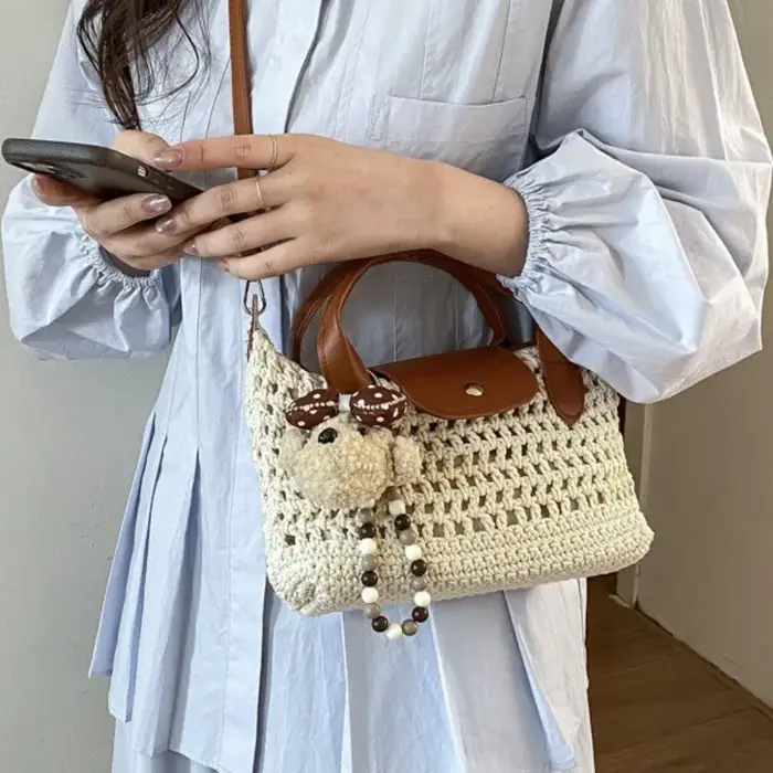 Sac à dumplings tissé à la main pour femme