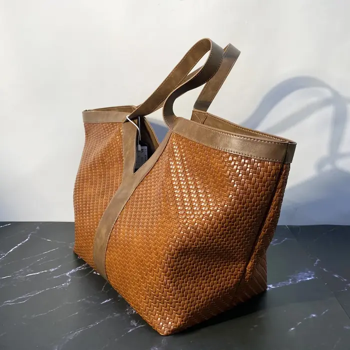 Sac à bandoulière tissé en forme de Y surdimensionné, style rétro européen et américain, grande capa