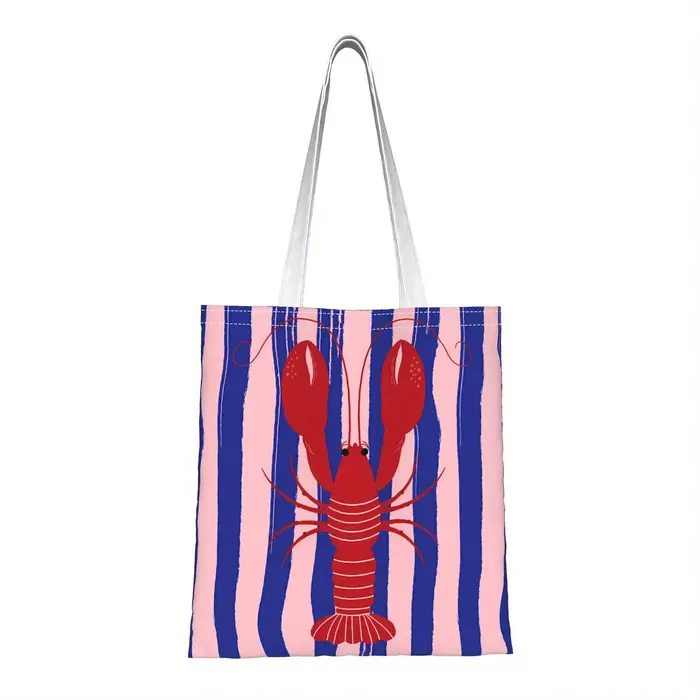 Sac fourre-tout imprimé homard, sac de courses réutilisable, adapté à un usage quotidien, à l'école,